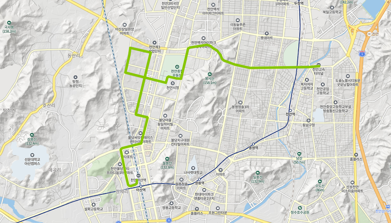 [시내]천안 90번 버스 노선과 시간표 : 천안종합버스터미널, 시청, 천안아산역