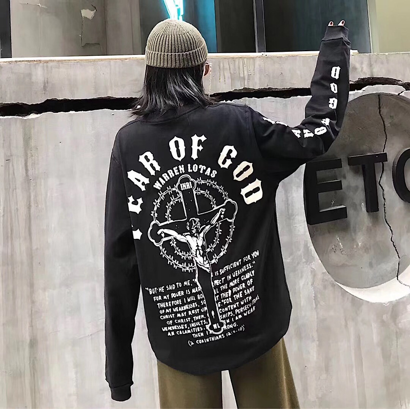 [FEAR OF GOD] 피어오브갓 지저스 백 프린트 로고 스웨트 셔츠 맨투맨 티셔츠