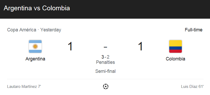 (2021 코파 아메리카 4강전) 아르헨티나 (1) 대 콜롬비아 (1) 축구 경기 하이라이트