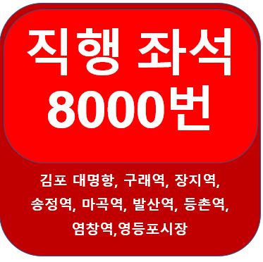 김포8000번버스 노선, 시간표 양곡터미널, 송정역, 영등포