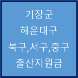 부산 기장군, 해운대구, 북구, 서구, 중구 출산지원금 정리(2022. 03. 28)