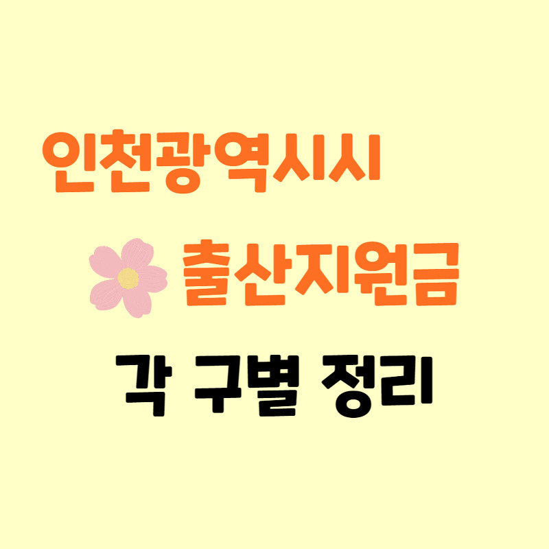 2023 인천 출산지원금(출산장려금) 구별 정리