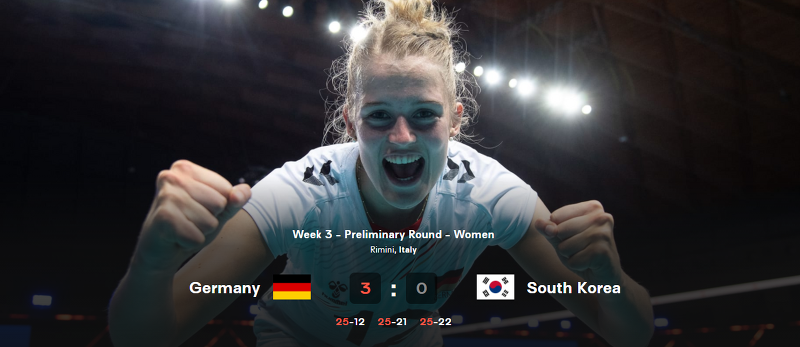 2021 VNL 여자배구 한국 독일 전 0:3 랭킹 한국 15위 독일 14위에서 12위 상승, 한나 오르스만, 리나 알스마이어, 린다 복