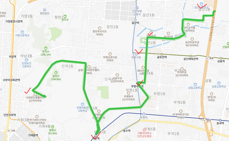 [인천] 556번 시간표,  노선 정보 : 삼산동, 부평시장, 부평역, 백운역, 가좌동