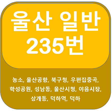 울산 235번 버스 노선정보(농소,울산공항,학성공원)