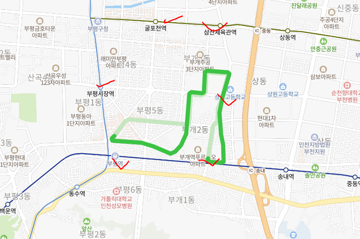 [인천] 579번버스 시간표,  노선 정보 : 부개역, 방촌공원,부평역
