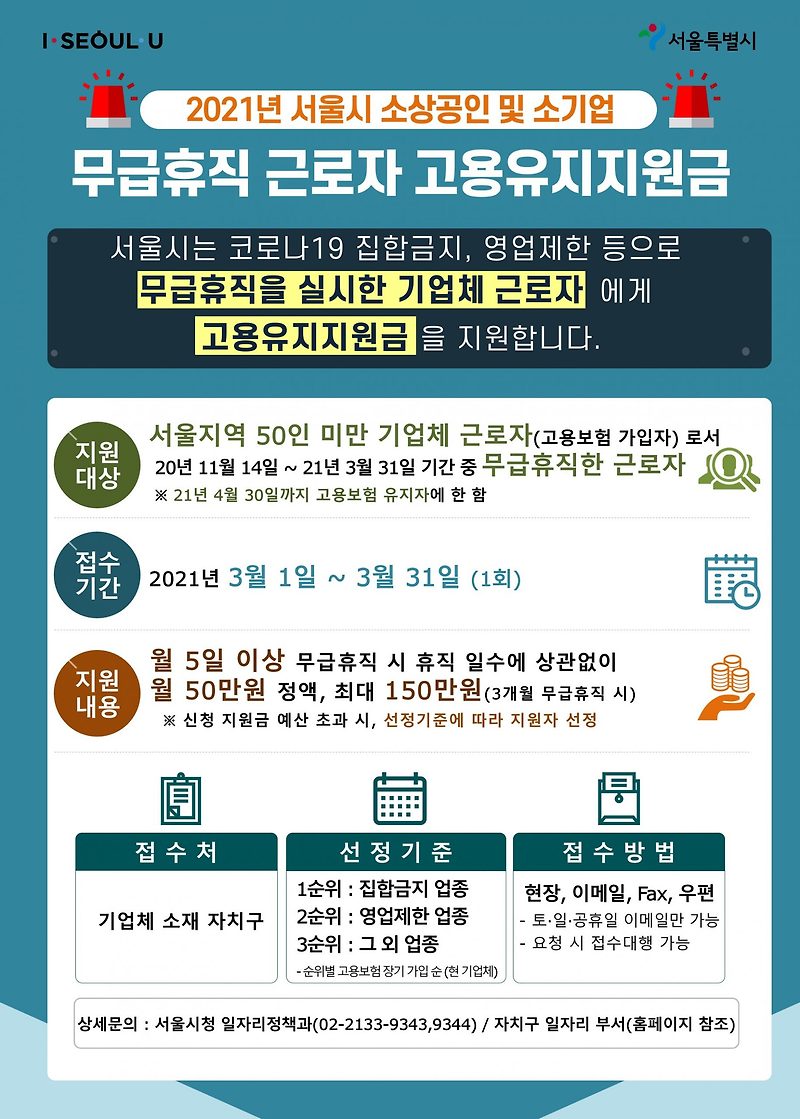 2021년 서울시 무급휴직 근로자 고용유지지원금