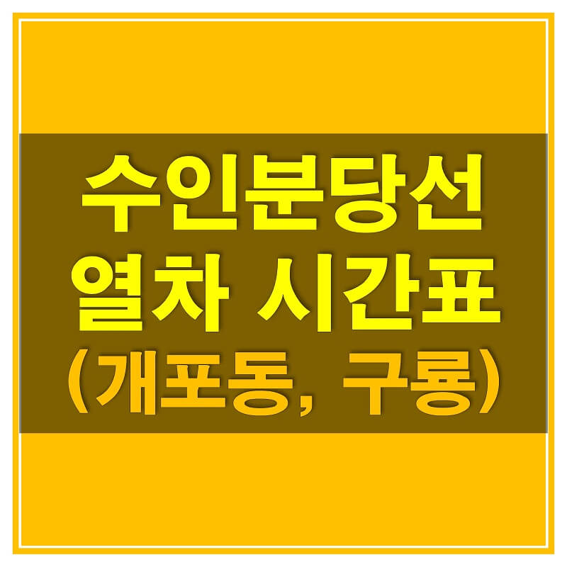 수인분당선 시간표 (개포동과 구룡역 평일, 휴일 열차 시간표)
