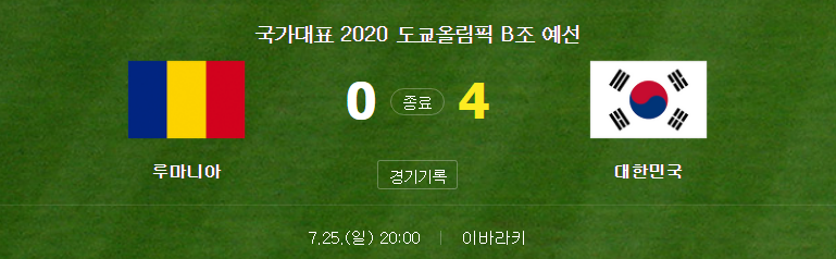 (2020 도쿄 올림픽 축구 대표팀 B조 2차전 경기) 루마니아 (0) 대 대한민국 (4) 경기 하이라이트