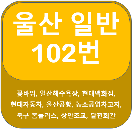 울산 102번 버스 노선정보 안내(꽃바위, 현대자동차, 울산공항)