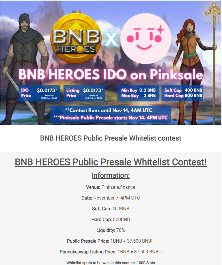 BNB Heros(BNB 히어로즈) 프리세일 화이트리스트 추첨