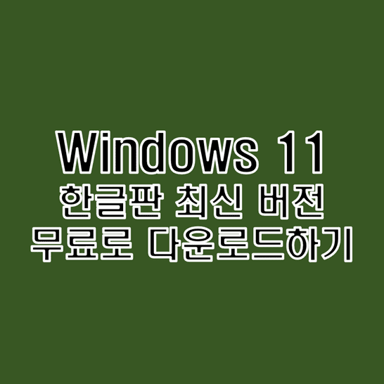 마이크로소프트 윈도우 Windows 11 한글판 최신버전 무료 다운로드