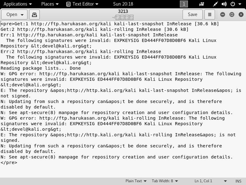 칼리 리눅스 업데이트 오류 & kali linux update