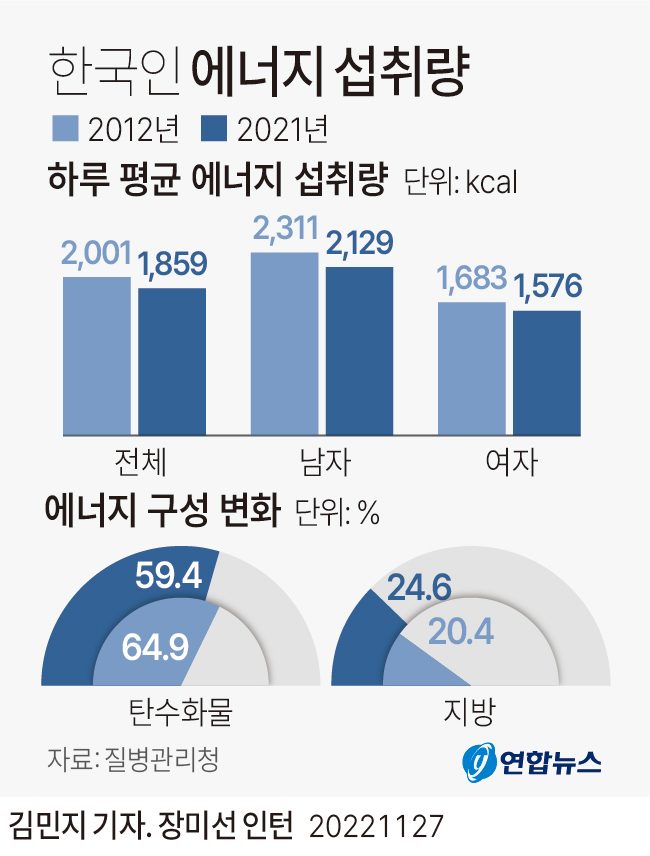[리뷰] 한국인 평균 에너지, 섭취량 vs 필요량