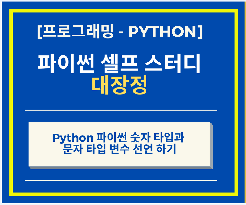 Python 파이썬 숫자 타입과 문자 타입 변수 선언 하기