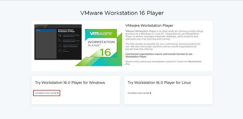 [리눅스 서버 구축Ⅰ] VMware Workstation 16 Player 설치 방법