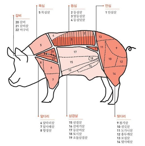 돼지고기 부위별 명칭과 위치, 부위별로 하면 맛있는 요리들!(찌개, 수육, 카레, 불고기)