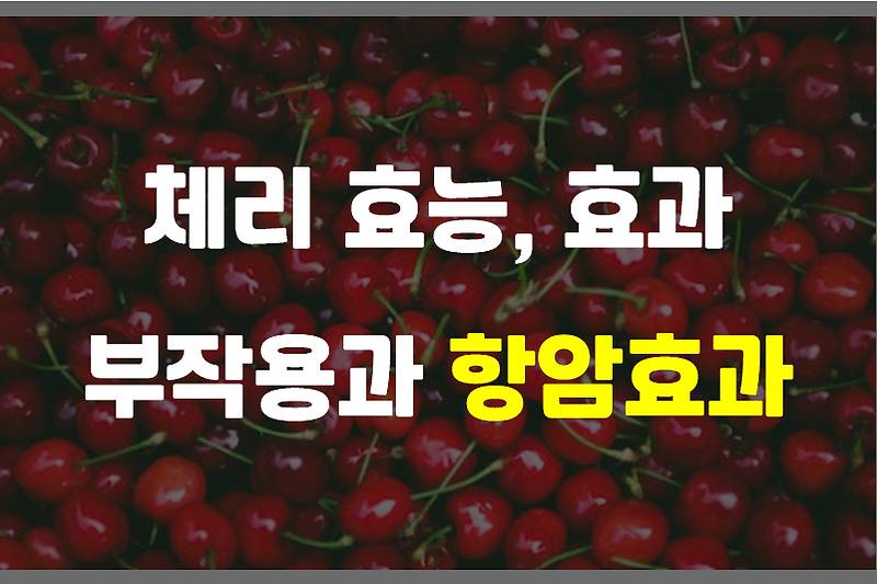 체리 효능, 효과 및 부작용 항암효과에 최고