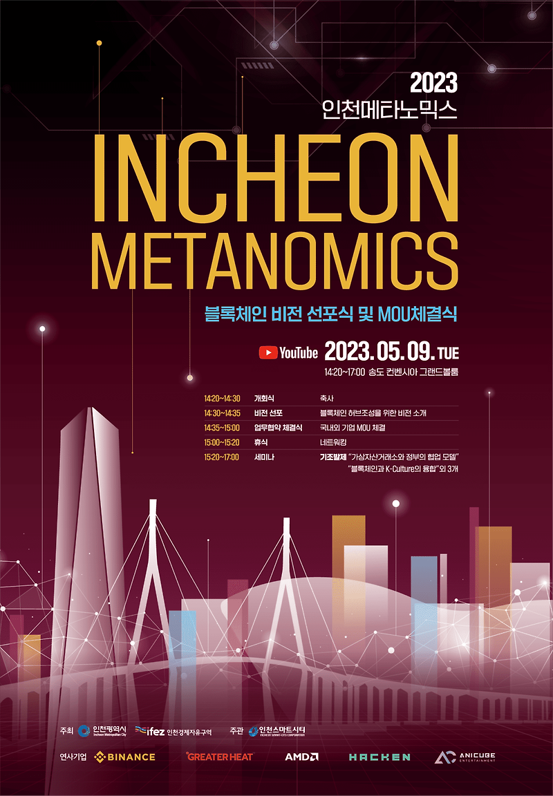 인천시, ‘인천메타노믹스2023’ 개최…바이낸스, AMD 등 글로벌 기업 참여