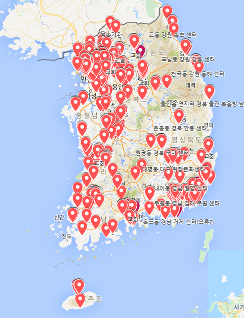 실시간 국내 신천지 위치 정보 (바로가기 링크)