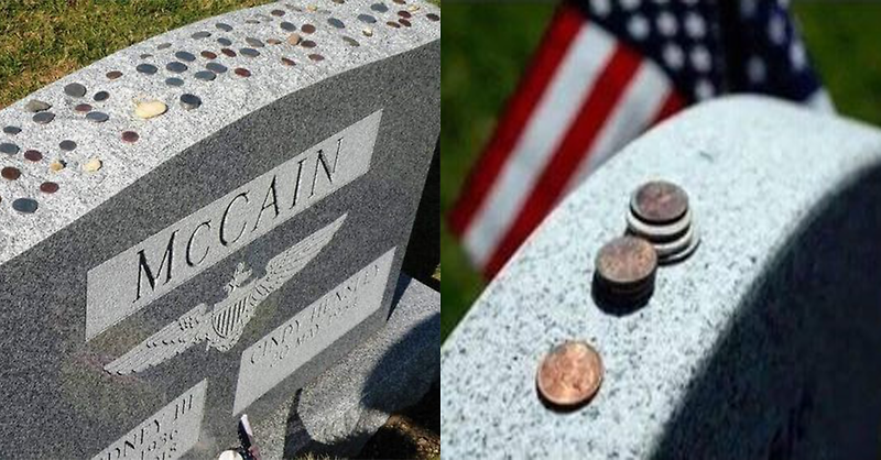 미군 묘비 위에 올려둔 동전들의 의미