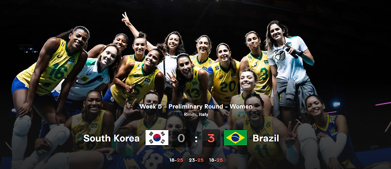 2021 VNL 여자배구 한국 대 브라질 0:3 패배, 랭킹 2위 브라질, 다시 15위된 한국, 경기 하일라이트 영상, 이후가 기대되는 선수 정지윤