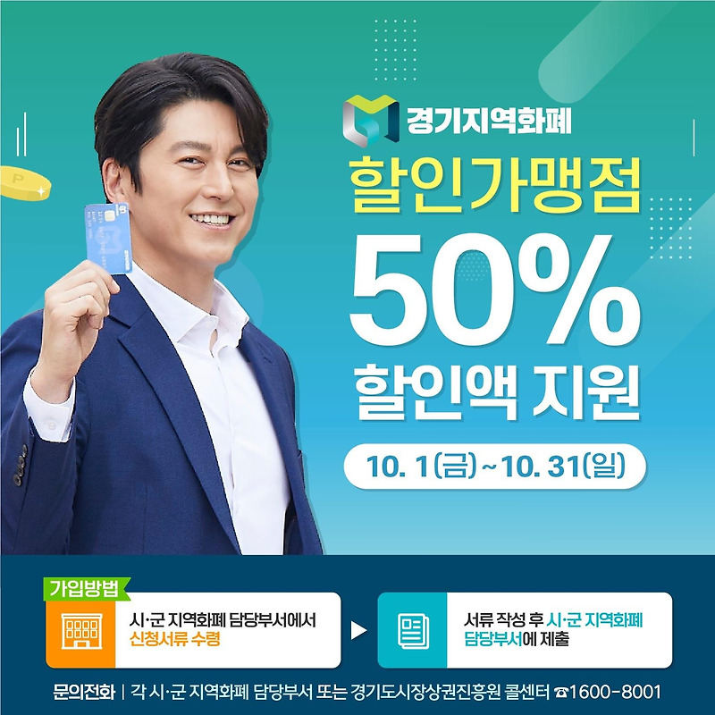 경기지역화폐 할인가맹점 50% 할인액 지원 (신청방법, 대상, 기간,