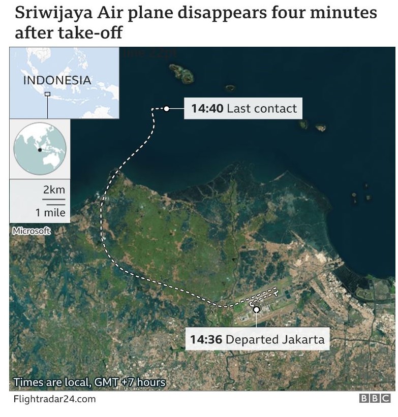 인니 여객기 추락. 62명 탑승한 인도네시아 여객기 추락