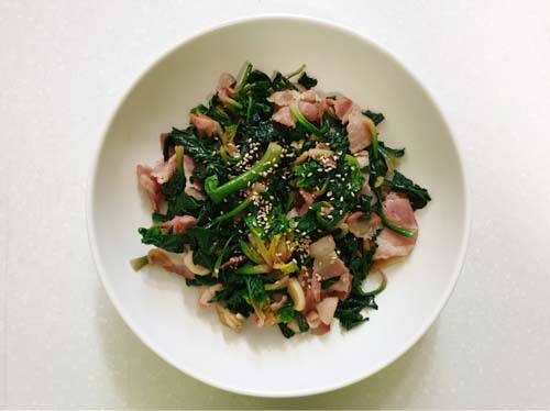 백종원의 시금치베이컨 볶음 만들기 /Stir-fried spinach with bacon