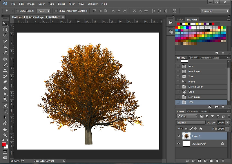 포토샵 꿀팁 - 필터에 있는 나무 이미지 사용하기