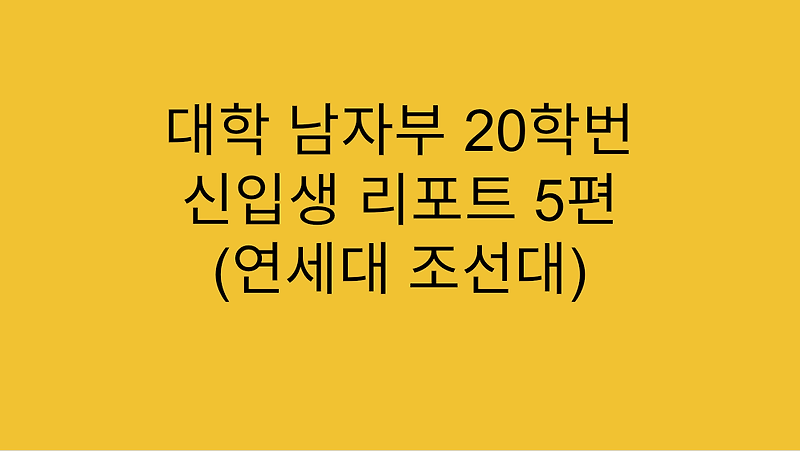 [대학리그] 대학 남자부 20학번 신입생 리포트 5편 (연세대 조선대)