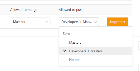 [GitLab] You are not allowed to push code to protected branches on this project.