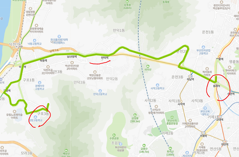 부산 46번버스 노선, 시간표 정보 :: 구포동, 구명역, 남산정역, 동래역, 명륜역