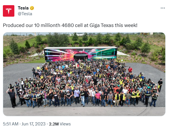 테슬라 기가 텍사스에서 천만 번째 4680 배터리 셀 생산 돌파! 이정표 정리