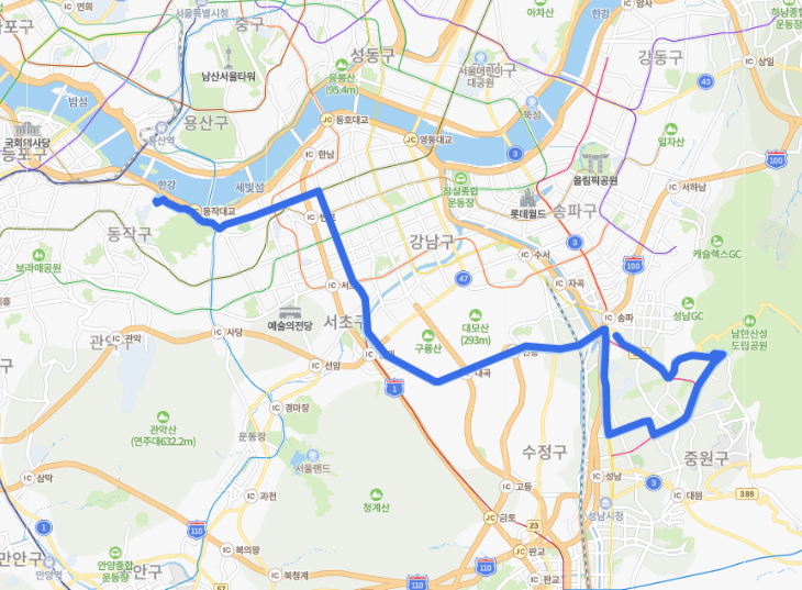 [서울] 452번버스 시간표,  노선 정보 : 송파, 남한산성, 을지대, 단대, 가천대, 동서울대, 강남역, 중앙대