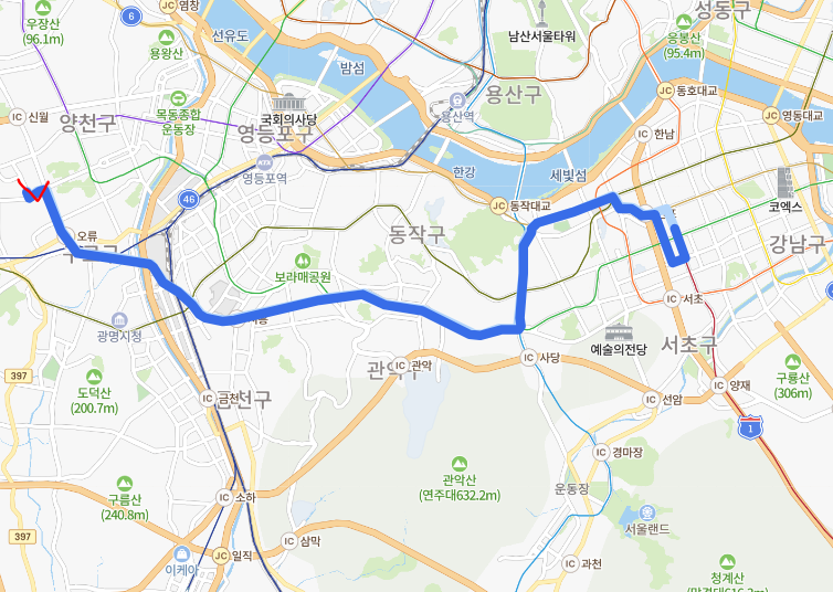 [서울] 643번버스 시간표,노선 :개봉역, 양지병원, 서울대, 사당역, 고속버스터미널