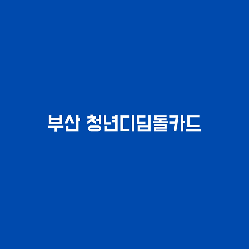 부산 청년디딤돌카드 사회진입 활동비 신청