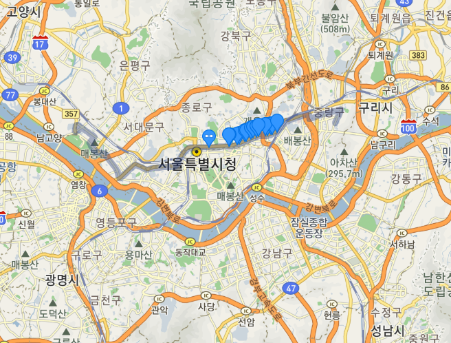 [서울] 271A, 271B  버스 노선, 요금 : 서일대, 청량리역, 이대역, 홍대입구역