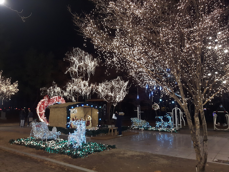 중계동 골마을 근린공원 크리스마스와 신년축하조명 보고 옴