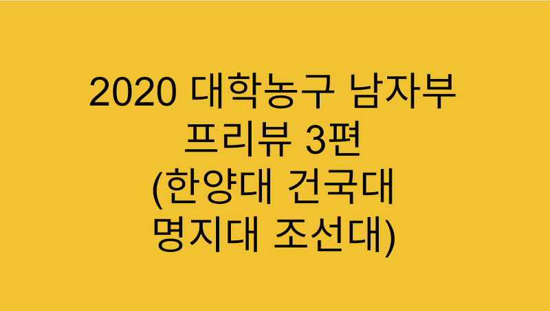 [대학리그] 2020 대학농구 남자부 프리뷰 3편 (한양대, 건국대, 명지대,  조선대)