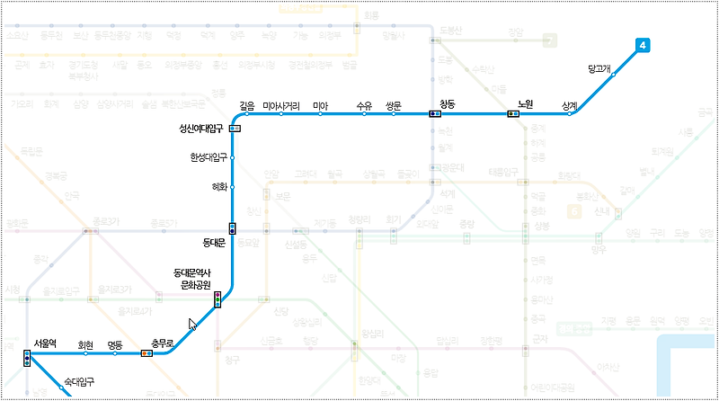 서울 수도권 지하철 4호선 노선 시간표