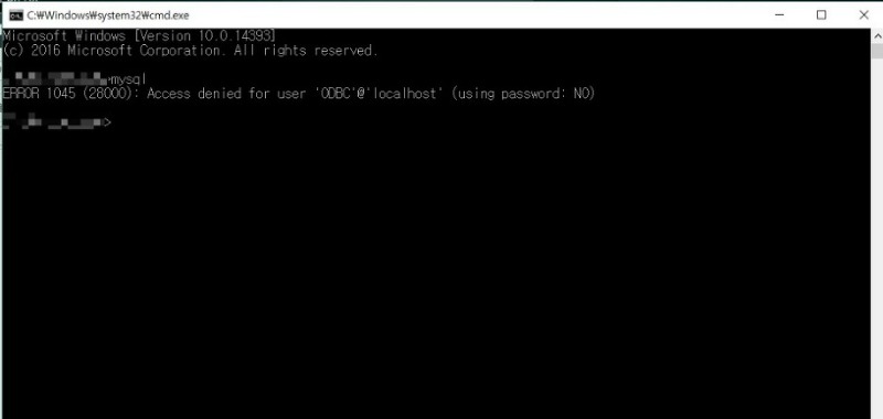 [Mysql] ERROR 1045 (28000): Access denied for user 'ODBC'@'localhost' (using password: NO) 오류 발생
