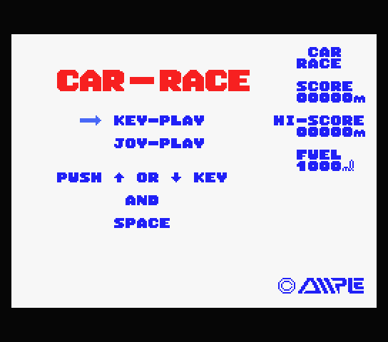 Car Race - MSX (재믹스) 게임 롬파일 다운로드