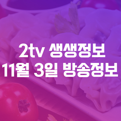 2TV 저녁 생생정보 오늘방송 11월 3일 맛집 정리