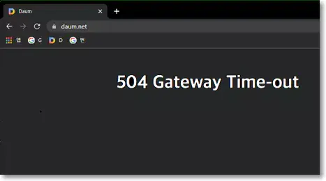 504 gateway time-out 오류로 인해 특정 사이트 접속 불가