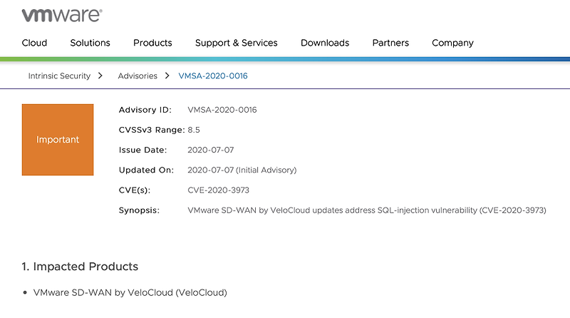 [KISA] VMware VeloCloud 보안 업데이트 권고