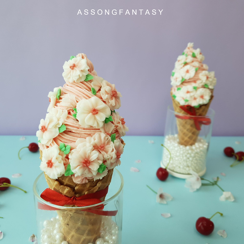 Cherry Blossom Icecream Cake아이스크림 케이크 만들기_아이스크림콘 활용하기 tip