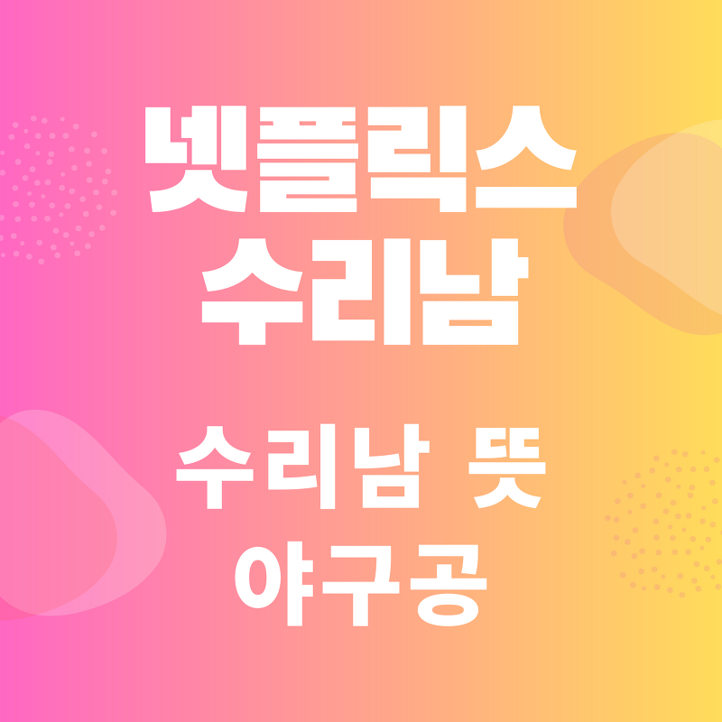 넷플릭스 드라마 <수리남>, 수리남 뜻부터 수리남 실화, 야구공까지!