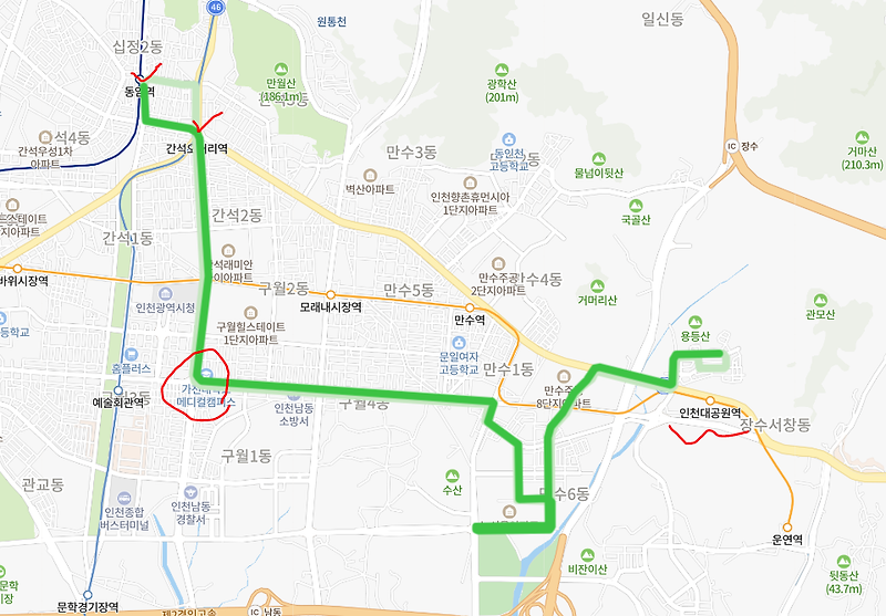 [인천] 536번버스 노선, 시간표, 요금 : 인천대공원, 길병원, 동암역