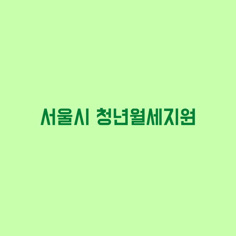 서울시 청년월세지원 청년정책